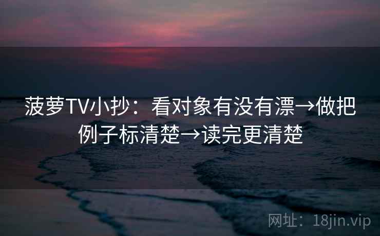 菠萝TV小抄：看对象有没有漂→做把例子标清楚→读完更清楚